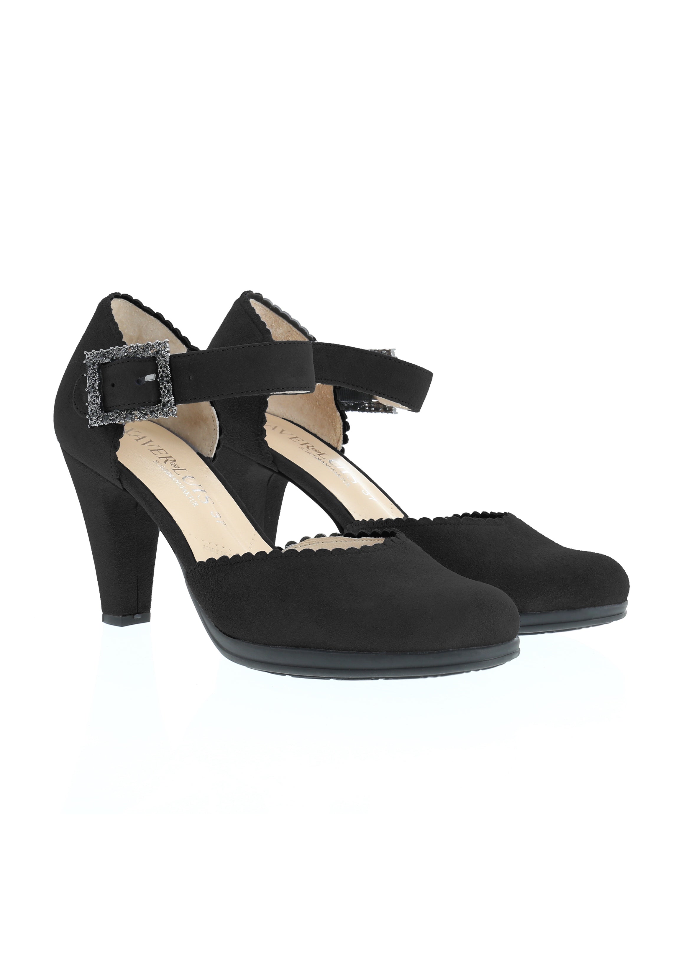 SOFINA - Strass Spangenpumps in Samtziegenleder