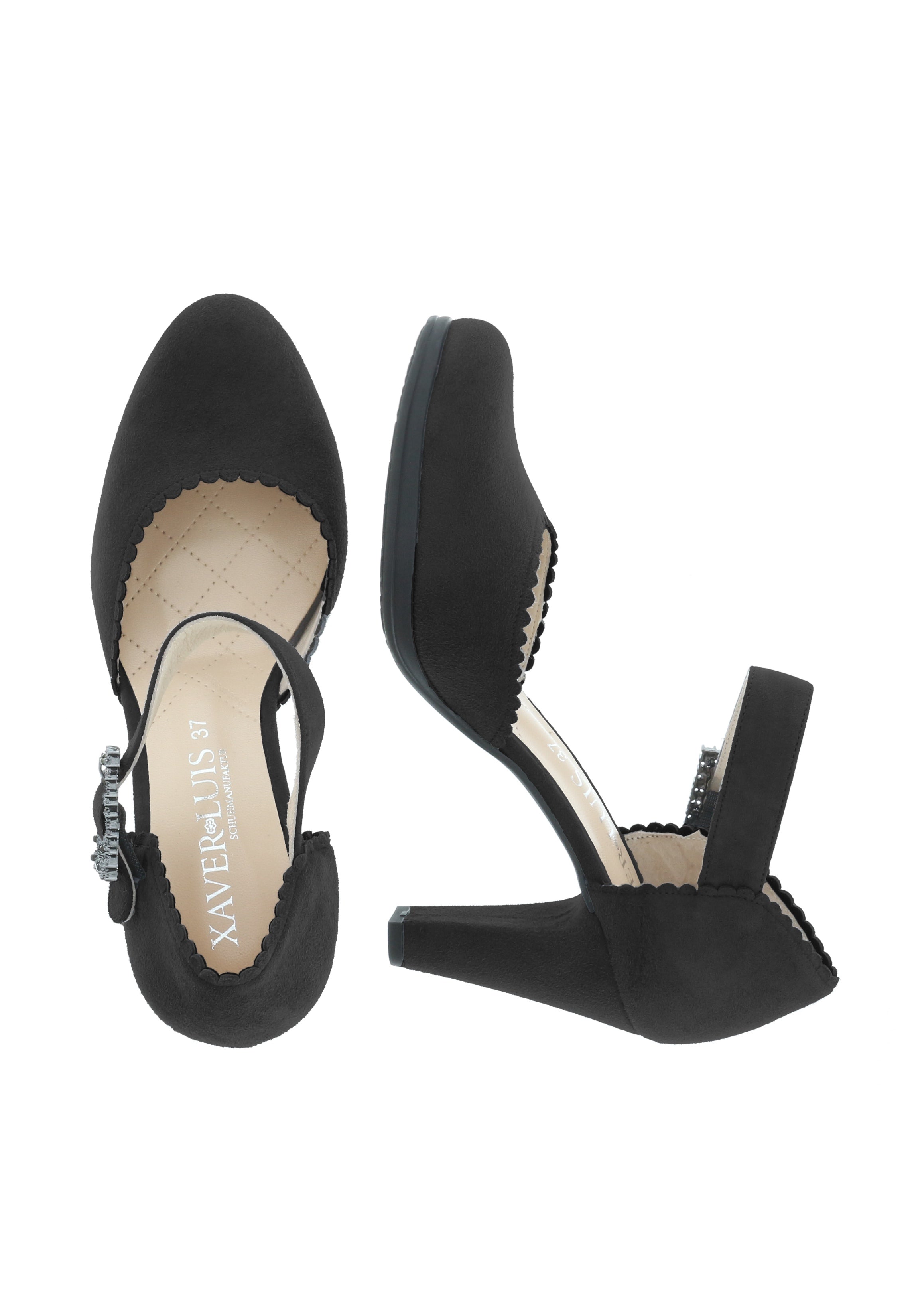 SOFINA - Strass Spangenpumps in Samtziegenleder